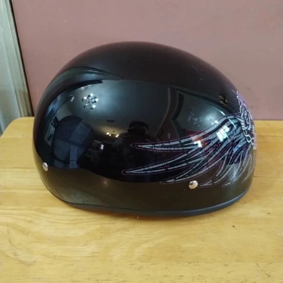 Purple Floral Open-Face Motorcycle Helmet for Women - Picture 9 of 10